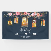 Rustic Lantern Blue Coral Wedding Direction Spandoek (Horizontaal)