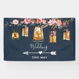 Rustic Lantern Blue Coral Wedding Direction Spandoek