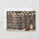 Rustic Lantern & Bourgogne Flower Wedding Details Kaart (Voorkant)
