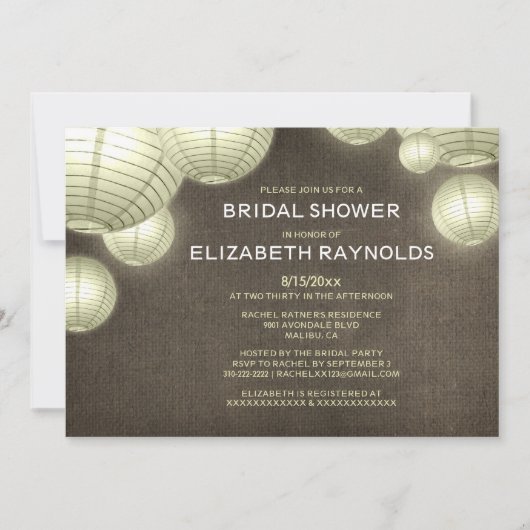 Rustic Lantern Bridal Shower Invitations Kaart (Voorkant)
