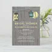 Rustic Lantern Bridal Shower Invitations Kaart (Staand voorkant)