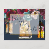 Rustic Lantern Burgundy Navy Save the Date Aankondigingskaart (Voorkant)
