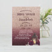Rustic Lantern Burgundy Roos Gold Vrijgezellenfees Kaart (Staand voorkant)