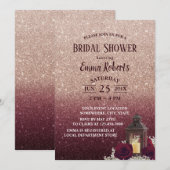 Rustic Lantern Burgundy Roos Gold Vrijgezellenfees Kaart (Voorkant / Achterkant)