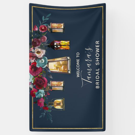 Rustic Lantern Burgundy Vrijgezellenfeest Spandoek (Verticaal)