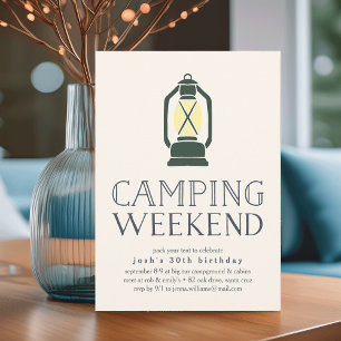 Rustic Lantern Camping Weekend Uitnodiging