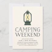 Rustic Lantern Camping Weekend Uitnodiging (Voorkant)