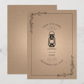  Rustic Lantern Cardstock Wedding Save The Date (Voorkant / Achterkant)