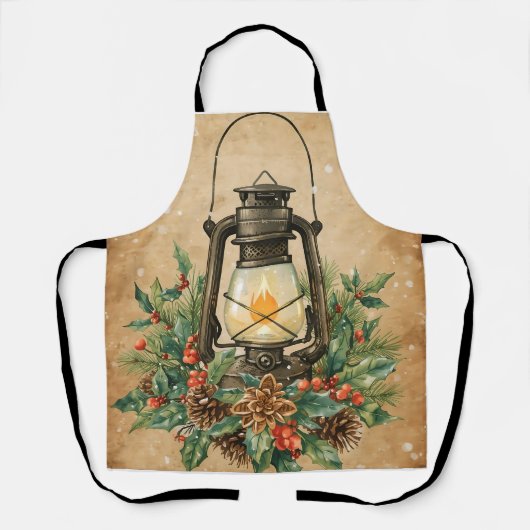 Rustic lantern christmas holly pine festive winter schort (Voorkant)