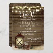 Rustic Lantern Corporate Holiday Party Kaart (Voorkant / Achterkant)
