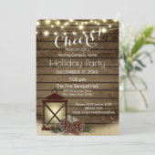Rustic Lantern Corporate Holiday Party Kaart (Staand voorkant)
