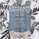 Rustic Lantern & Daisy Flowers Dusty Blue Wedding Kaart<br><div class="desc">Rustic Lantern & Daisy Flowers Country Dusty Blue Wedding Invitations.</div>