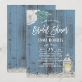 Rustic Lantern Dusty Blue Floral Vrijgezellenfeest Kaart (Voorkant / Achterkant)