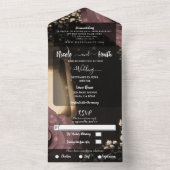 Rustic Lantern Dusty Pink Mauve Rozen Weddenschap All In One Uitnodiging (Binnen)