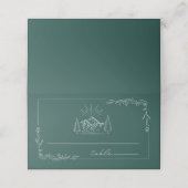 Rustic Lantern Emerald Wedding Place Card Plaatskaartje (Buitenkant ongevouwen)