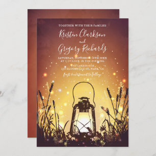  Rustic Lantern en Fireflies Wedding Kaart
