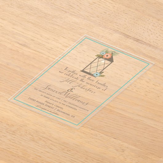 Rustic Lantern Floral Acryl Uitnodigingen (Laagn)