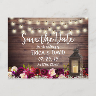 Rustic Lantern Floral Barn Save the Date Aankondigingskaart