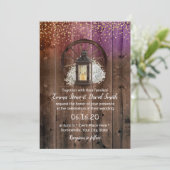 Rustic Lantern Gold Confetti  Barn Wedding Kaart (Staand voorkant)