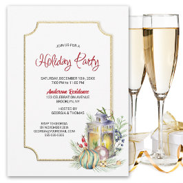 Rustic Lantern Holiday Party Uitnodiging