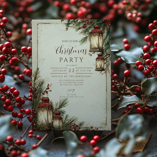 Rustic Lantern Kerstfeest Kaart