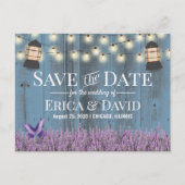 Rustic Lantern Lavender Dusty Blue Save the Date Aankondigingskaart (Voorkant)