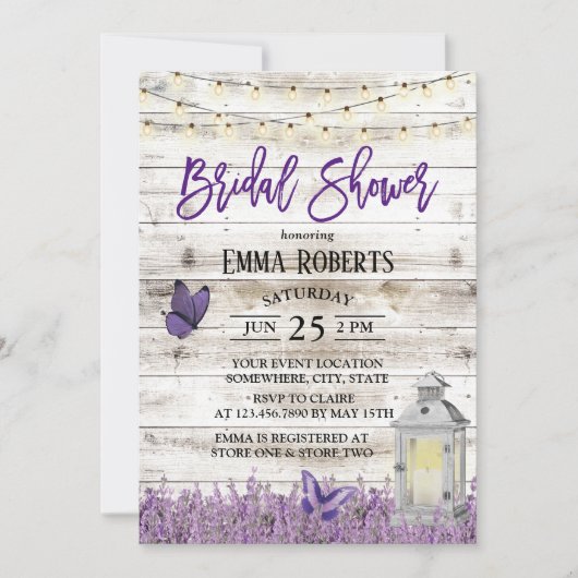 Rustic Lantern Lavender Flowers Barn Vrijgezellenf Kaart (Voorkant)