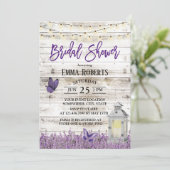 Rustic Lantern Lavender Flowers Barn Vrijgezellenf Kaart (Staand voorkant)