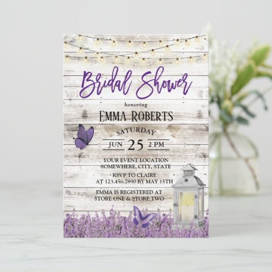 Rustic Lantern Lavender Flowers Barn Vrijgezellenf Kaart (Staand voorkant)