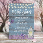 Rustic Lantern Lavender Flowers Blue Vrijgezellenf Kaart<br><div class="desc">Rustic Lantern & Lavender Flowers Dusty Blue Bridal Shower Invitations.</div>