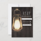 Rustic Lantern Lights Barn Wood Wedding RSVP (Voorkant)