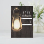 Rustic Lantern Lights Barn Wood Wedding RSVP (Staand voorkant)