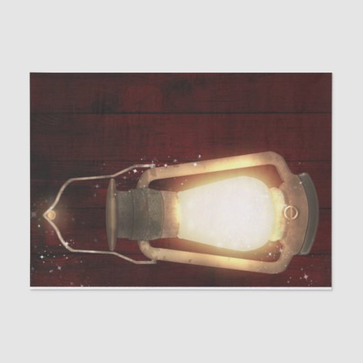 Rustic Lantern Lights Cherry Wood Barn Wedding Tissuepapier (Voorkant)