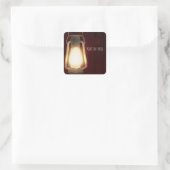 Rustic Lantern Lights Cherry Wood Barn Wedding Vierkante Sticker (Tas)
