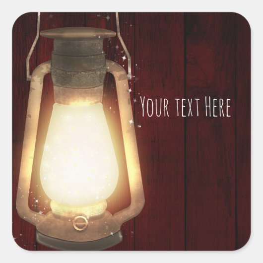 Rustic Lantern Lights Cherry Wood Barn Wedding Vierkante Sticker (Voorkant)