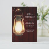 Rustic Lantern Lights Cherry Wood Wedding Details Informatiekaartje (Staand voorkant)