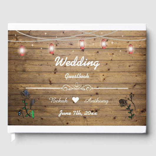 Rustic Lantern Lights Guestbook Gastenboek (Voorkant)