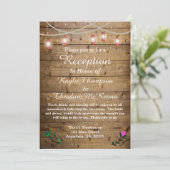 Rustic Lantern Lights Wedding Reception Kaart (Staand voorkant)