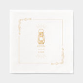Rustic Lantern Line Art Floral Folie Servetten (Voorkant)