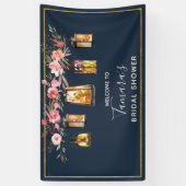 Rustic Lantern Navy and Coral Floral Vrijgezellenf Spandoek (Verticaal)