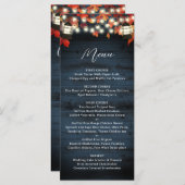 Rustic Lantern Navy Barn Wood Fall Wedding Menu (Voorkant / Achterkant)