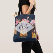 Rustic Lantern Navy Blue Coral Bride Wedding Tote Bag (Dichtbij)