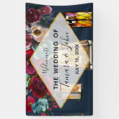 Rustic Lantern Navy Burgundy Merlot Wedding Spandoek (Verticaal)