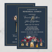 Rustic Lantern Navy Burgundy Rehearsal Dinner Kaart (Voorkant / Achterkant)