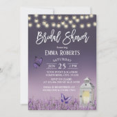 Rustic Lantern Purple Flowers Vrijgezellenfeest Kaart (Voorkant)