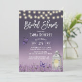 Rustic Lantern Purple Flowers Vrijgezellenfeest Kaart (Staand voorkant)