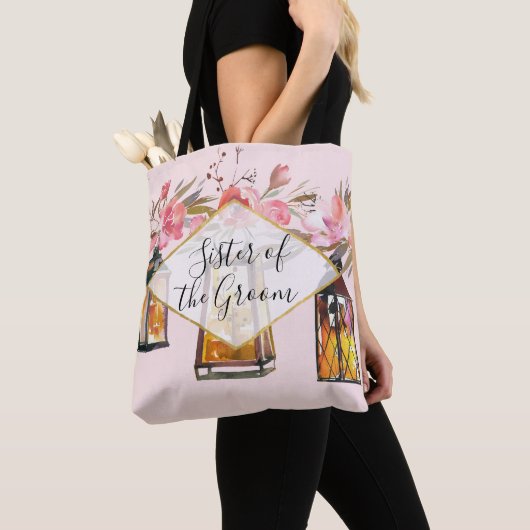 Rustic Lantern Roos Gold Zuster van de Groom Tote Bag (Dichtbij)