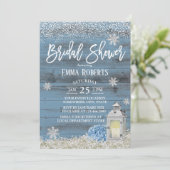 Rustic Lantern Snowflake Dusty Blue Vrijgezellenfe Kaart (Staand voorkant)