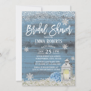 Rustic Lantern Snowflake Dusty Blue Vrijgezellenfe Kaart