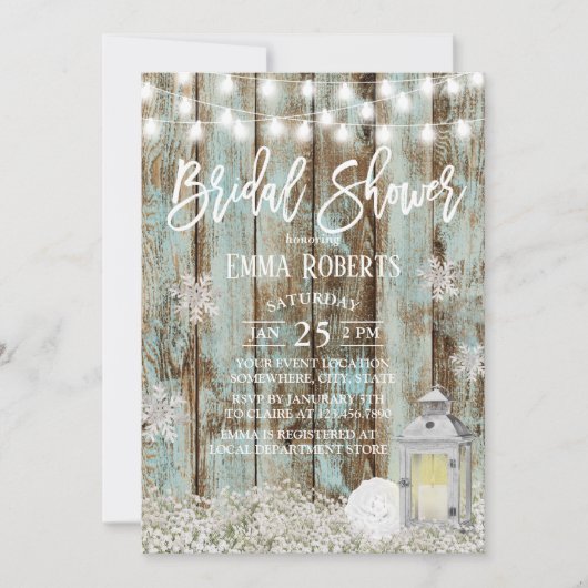 Rustic Lantern Snowflakes Winter Vrijgezellenfeest Kaart (Voorkant)